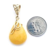 Hand-crafted Natural Butterscotch Amber Set In Vermeil Pendant