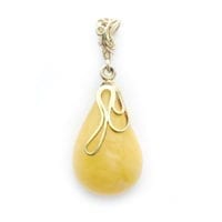 Hand-crafted Natural Butterscotch Amber Set In Vermeil Pendant