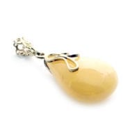 Hand-crafted Natural Butterscotch Amber Set In Vermeil Pendant