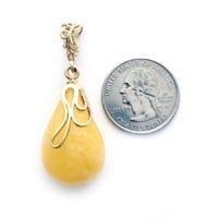 Hand-crafted Natural Butterscotch Amber Set In Vermeil Pendant