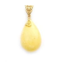 Hand-crafted Natural Butterscotch Amber Set In Vermeil Pendant