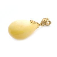 Hand-crafted Natural Butterscotch Amber Set In Vermeil Pendant