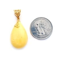 Hand-crafted Natural Butterscotch Amber Set In Vermeil Pendant