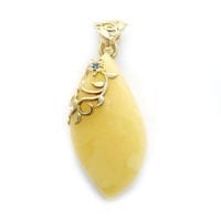 Hand-crafted Natural Butterscotch Amber Set In Vermeil Pendant