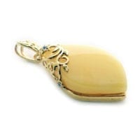 Hand-crafted Natural Butterscotch Amber Set In Vermeil Pendant