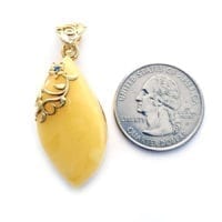 Hand-crafted Natural Butterscotch Amber Set In Vermeil Pendant