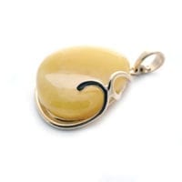 Hand-crafted Natural Butterscotch Amber Set In Vermeil Pendant