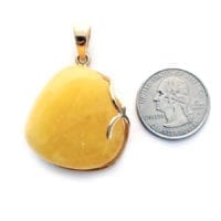 Hand-crafted Natural Butterscotch Amber Set In Vermeil Pendant