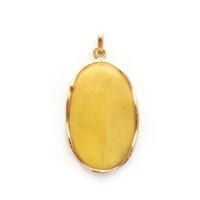 Hand-crafted Natural Butterscotch Amber Set In Vermeil Pendant