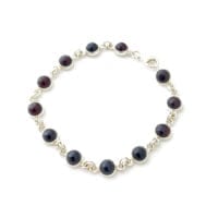 Round-Shaped Cherry Baltic Amber Set In Sterling Silver Link Bracelet